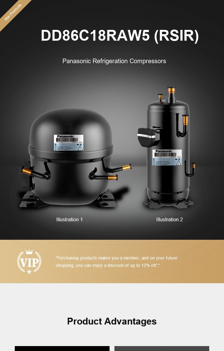 Panasonic Compressor DD86C18RAW5 (RSIR), technical parameters pdf, structure diagram